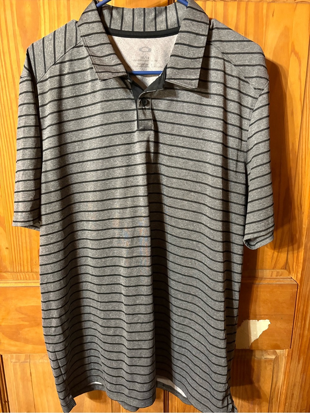 Men's Gray Striped Polo Shirt - Casual Short Sleeve